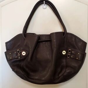 Cole Haan Genuine Dark Brown Leather Tote Bag